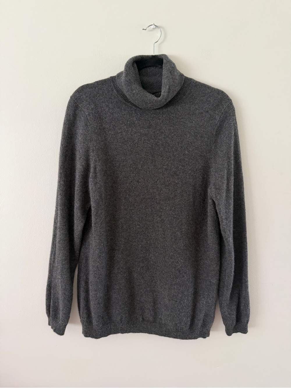 100% Cashmere Gray Quiet Luxury Old Money Capsule Chic Turtleneck Sweater XL
